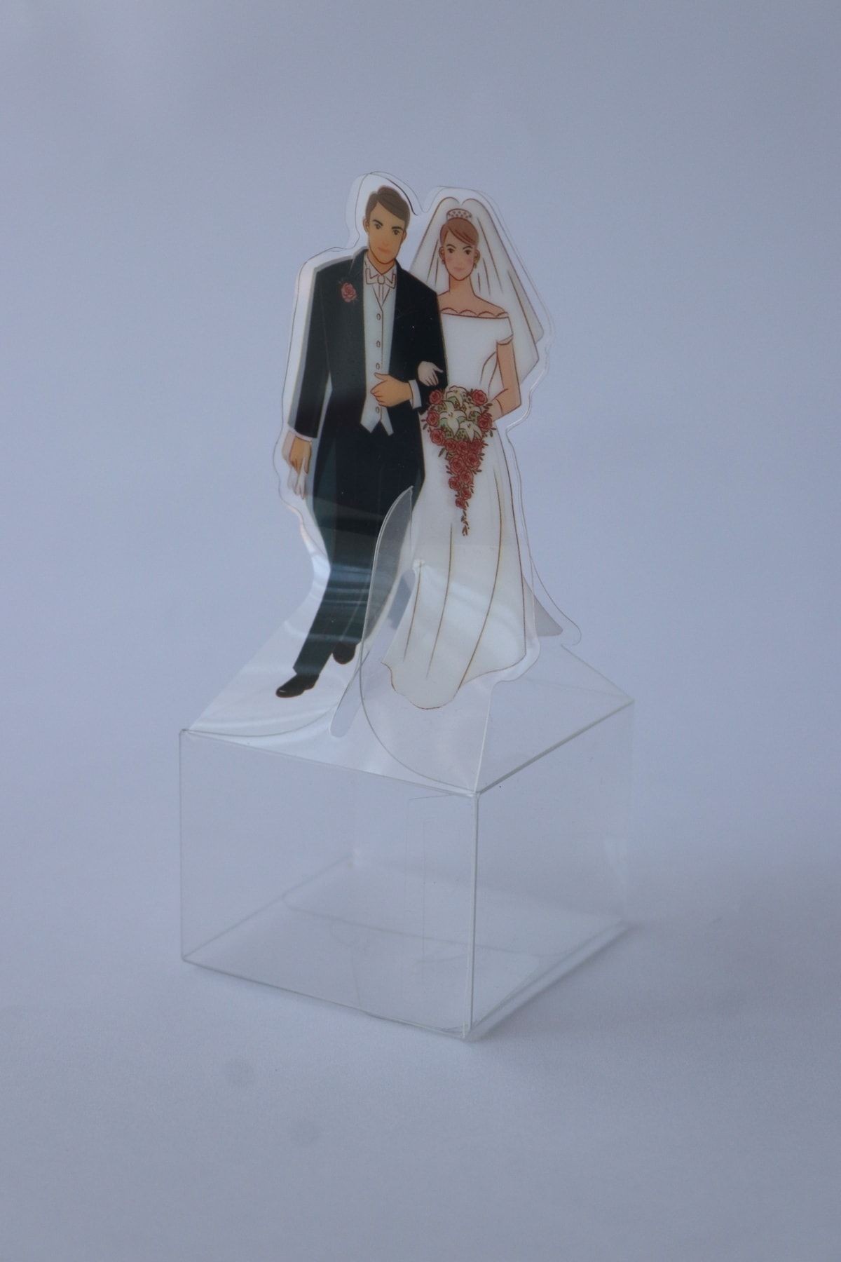 Nikah Düğün Gelin Damat Hediyelikleri, Nikah Şekeri Asetat Kutu, 5x5 Cm, 10 Adet