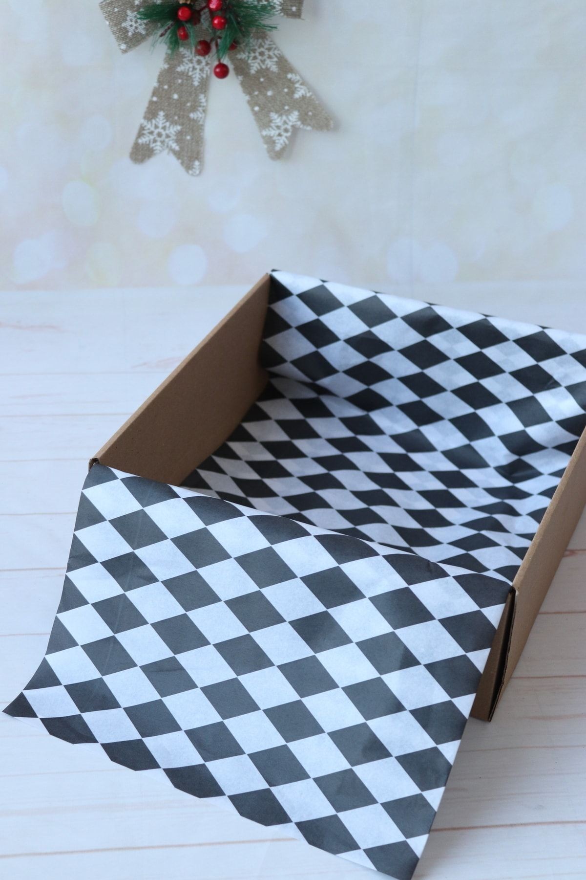 Siyah-beyaz Dama Desen Pelur Kağıt Pelur Kağıdı 