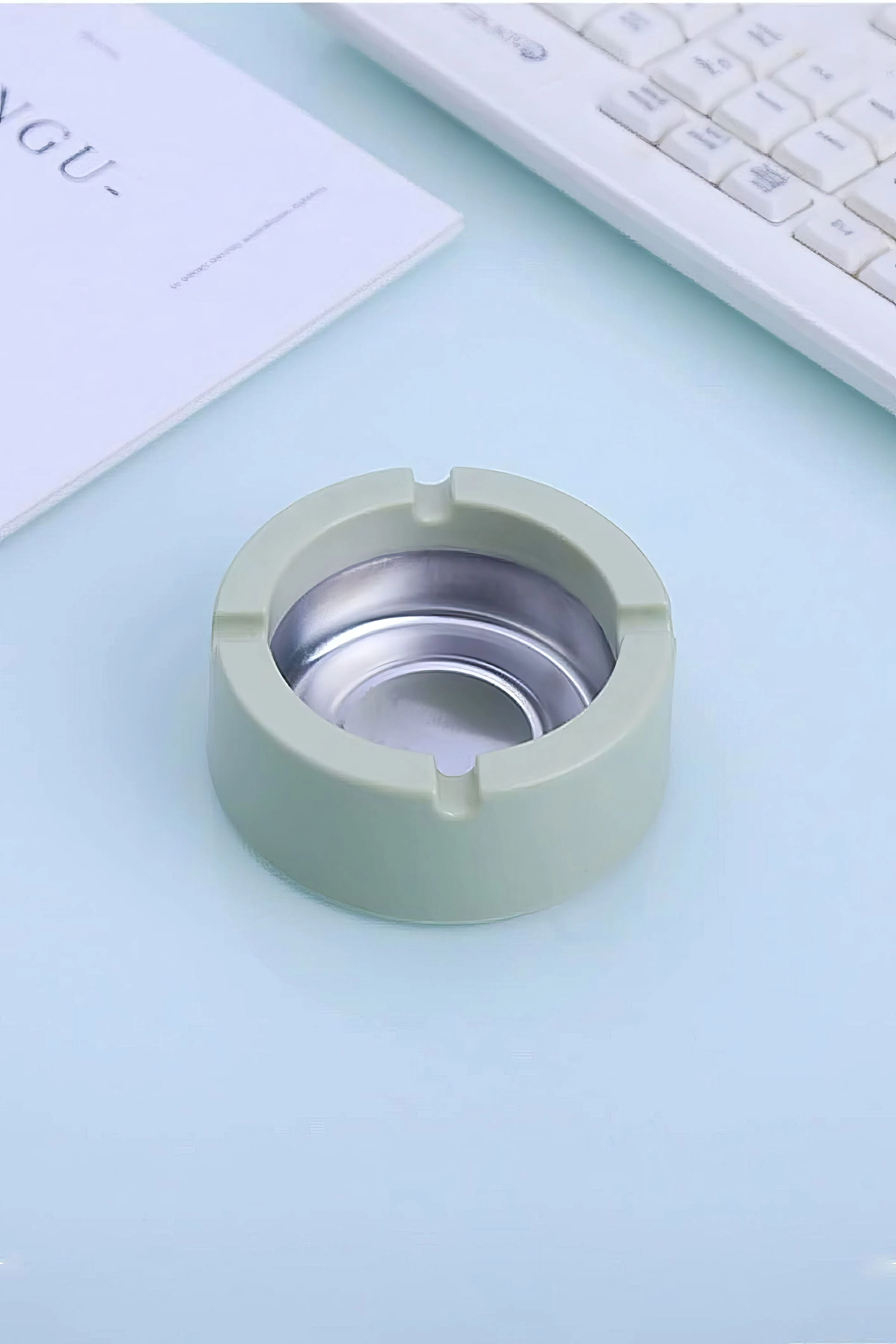 10 Adet Çelik 9 cm Yeşil Kafe Restaurant Lokanta Yuvarlak Kül Tablası Küllük 