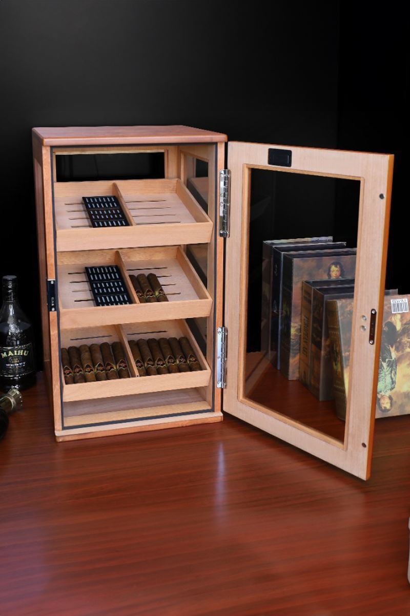 Falconetti Sedir Ağacı 3 Katlı Camlı Kahverengi Özel Humidor Puro Kutusu rd11