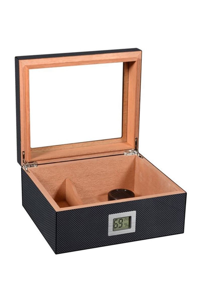 Falconetti Karbon Fiber Camlı Dijital Humidor Puro Kutusu rd06x