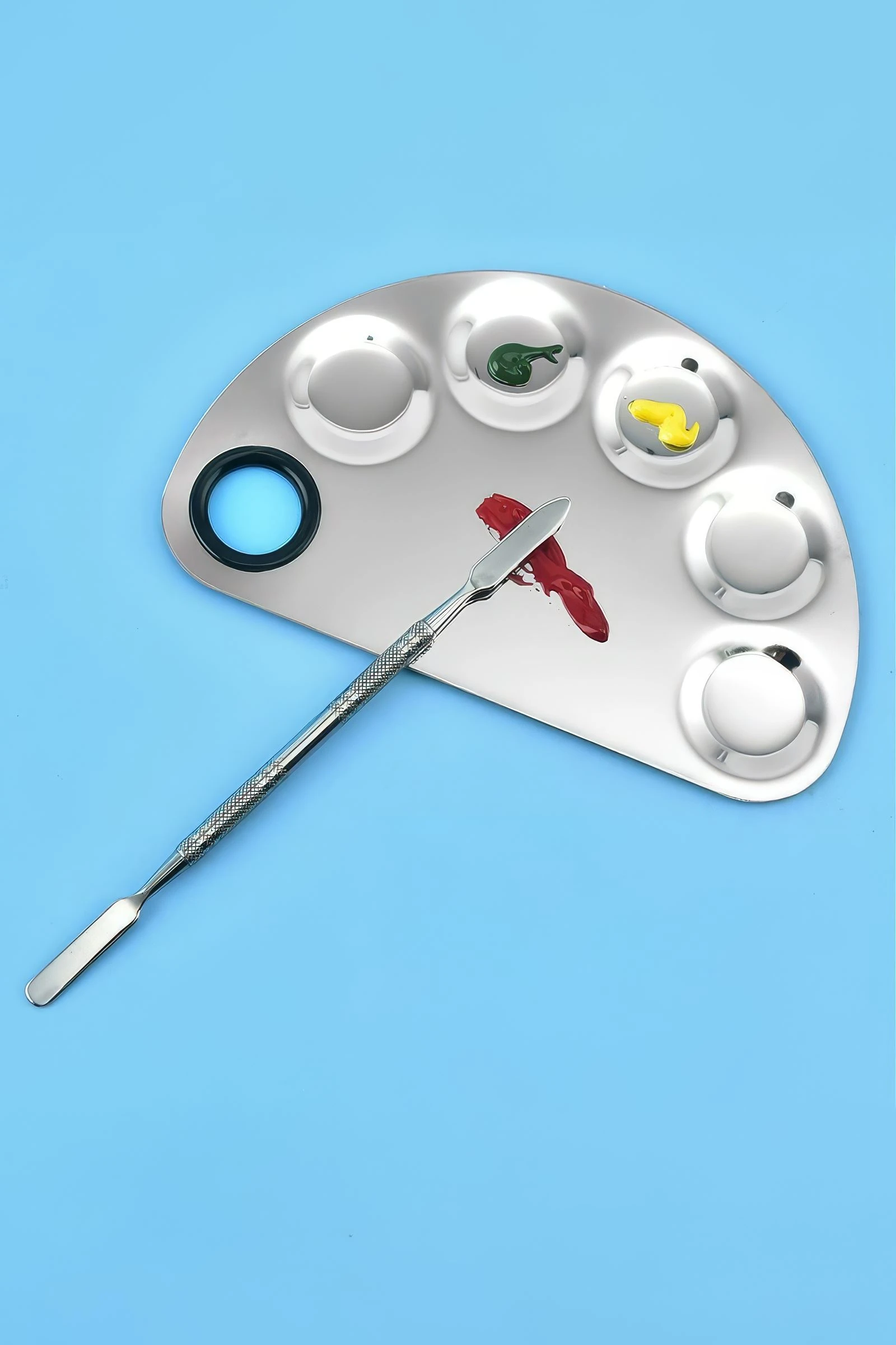 2 Parça Çelik Makyaj Fondöten Krem Oje Karıştırma Spatula Palet Set mt158