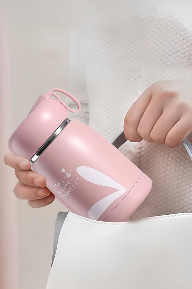 Pembe 304 Çelik 320 ml Bebek Mama Saklama Termosu Mug cin493pm