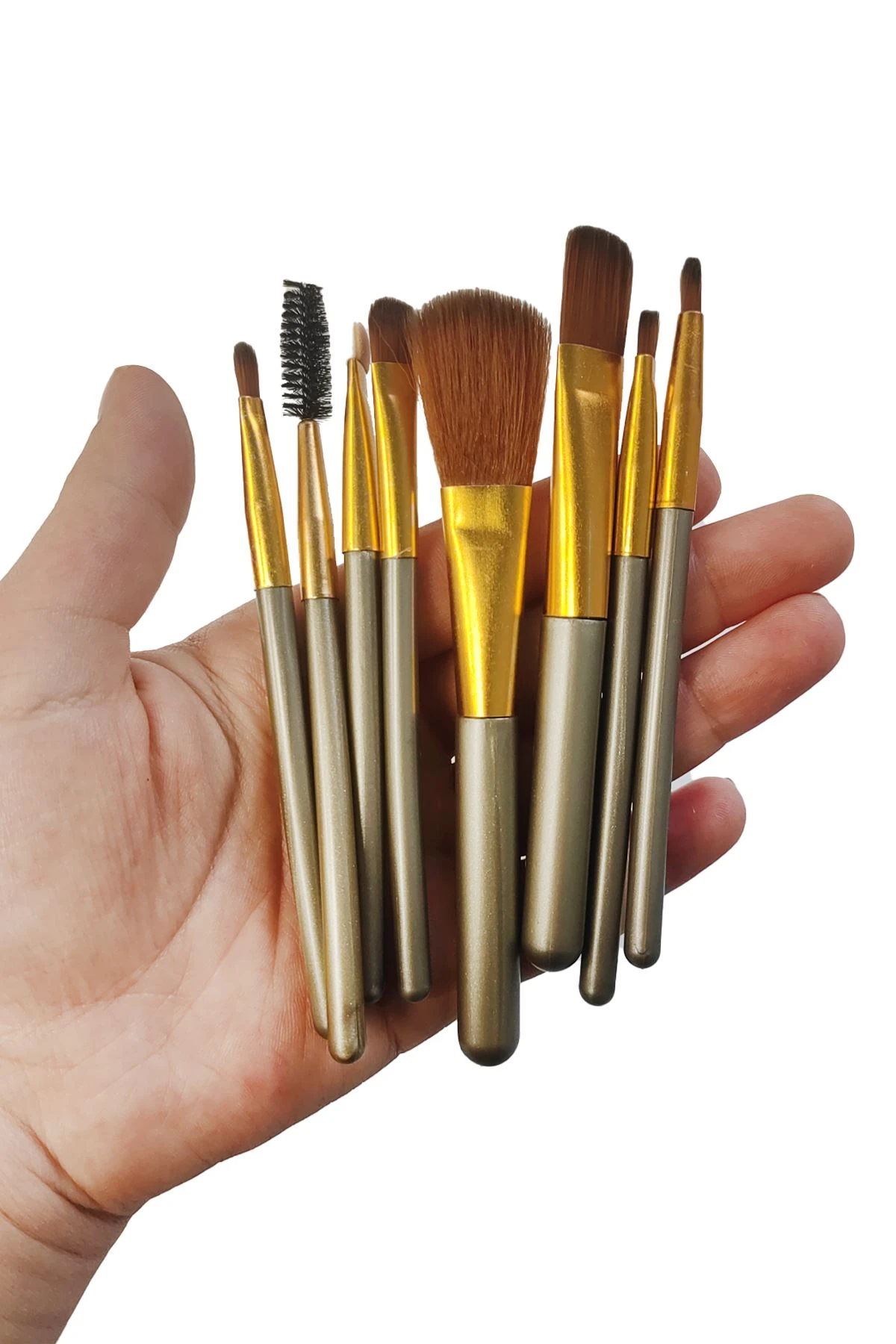 8 Parça Teneke Kutulu Makyaj Fırçası Seti Fondöten Far Eyeliner Fırça cin827khv