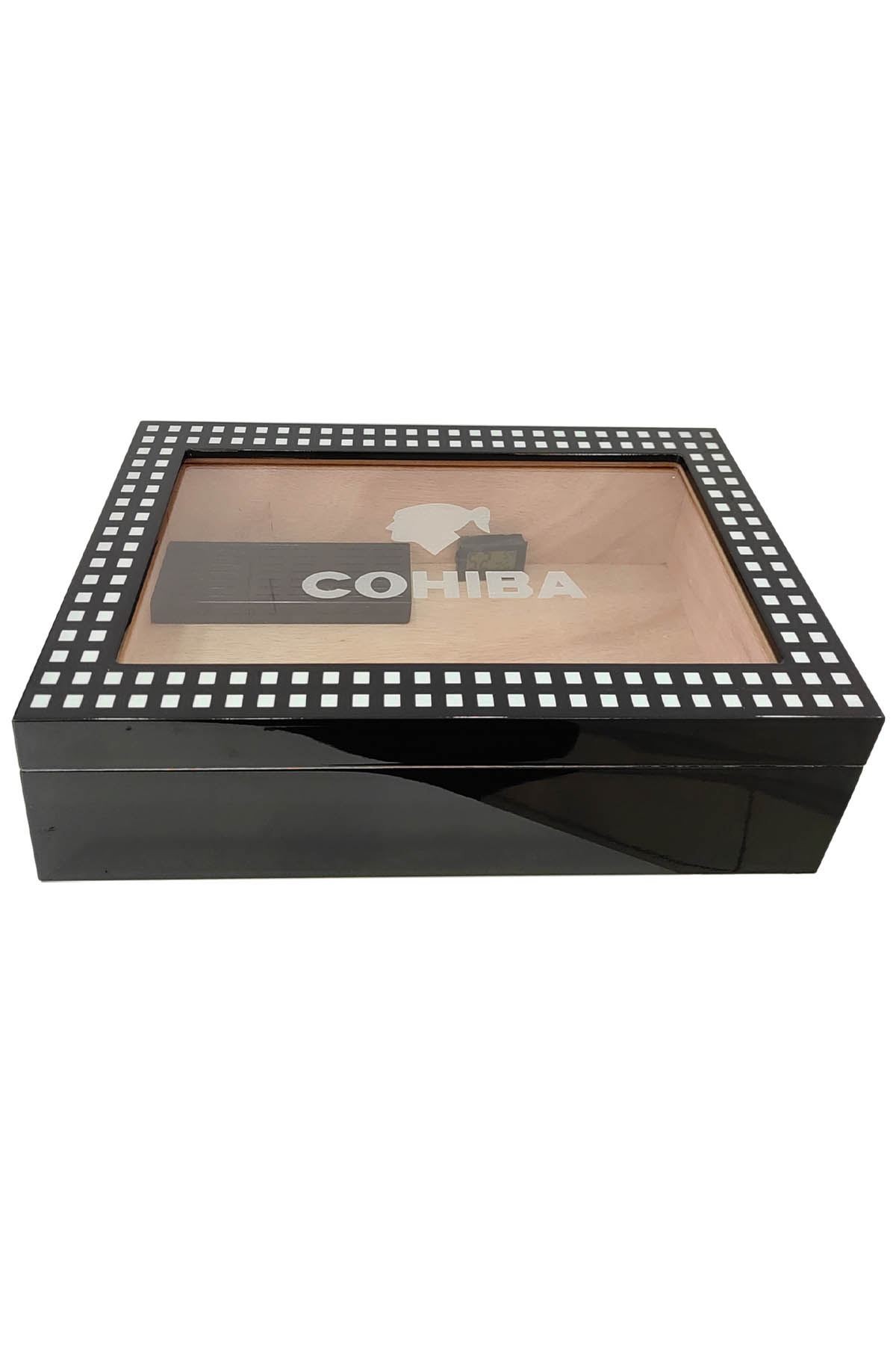 Cohiba Piyano Black Siyah Camlı Humidor Puro Kutusu rc39