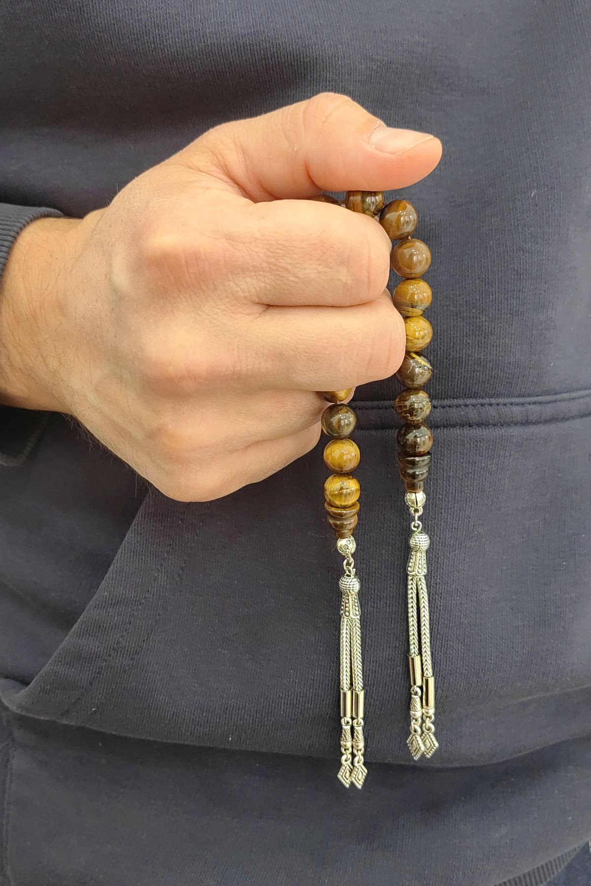 Chavin 10 mm Kaplan Gözü Taşlı Doğaltaş Zaza Tespih ev96