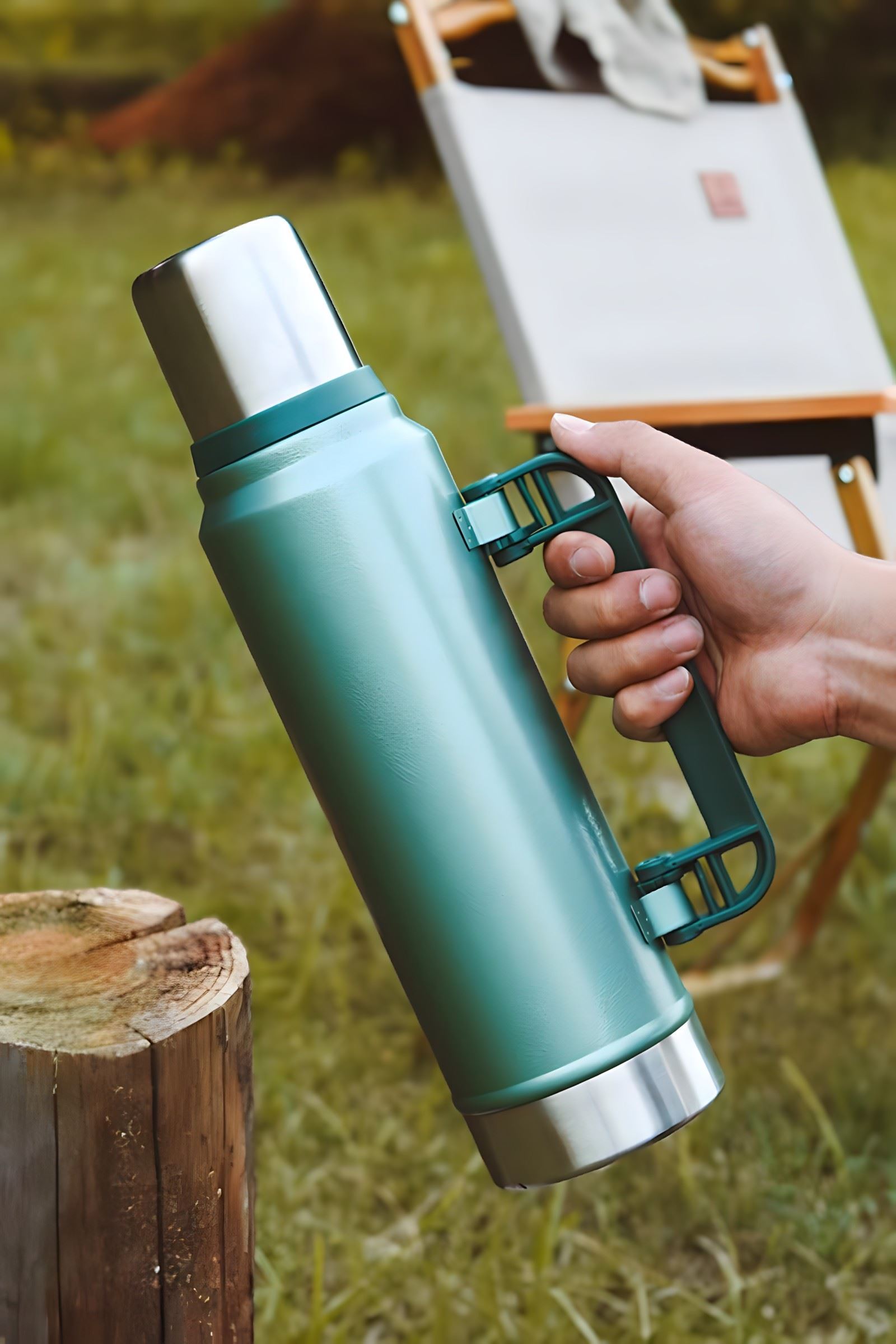 304 L Çelik 1,4 L Yeşil Hammertone Kamp Piknik Termos cin916ys