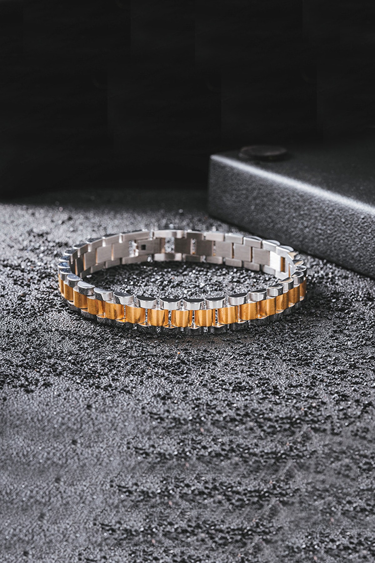 Chavin Gold Gri 316 L 10 mm. Çelik Parlak ve Mat Erkek Bileklik ed02bysr