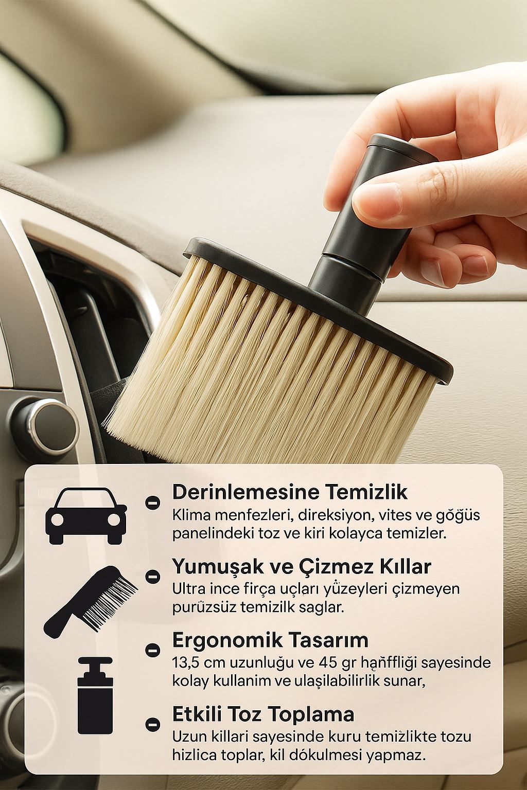 Araç İçi Temizleme Fırçası Oto Klima Klavye Detay Temizlik Fırça cin693