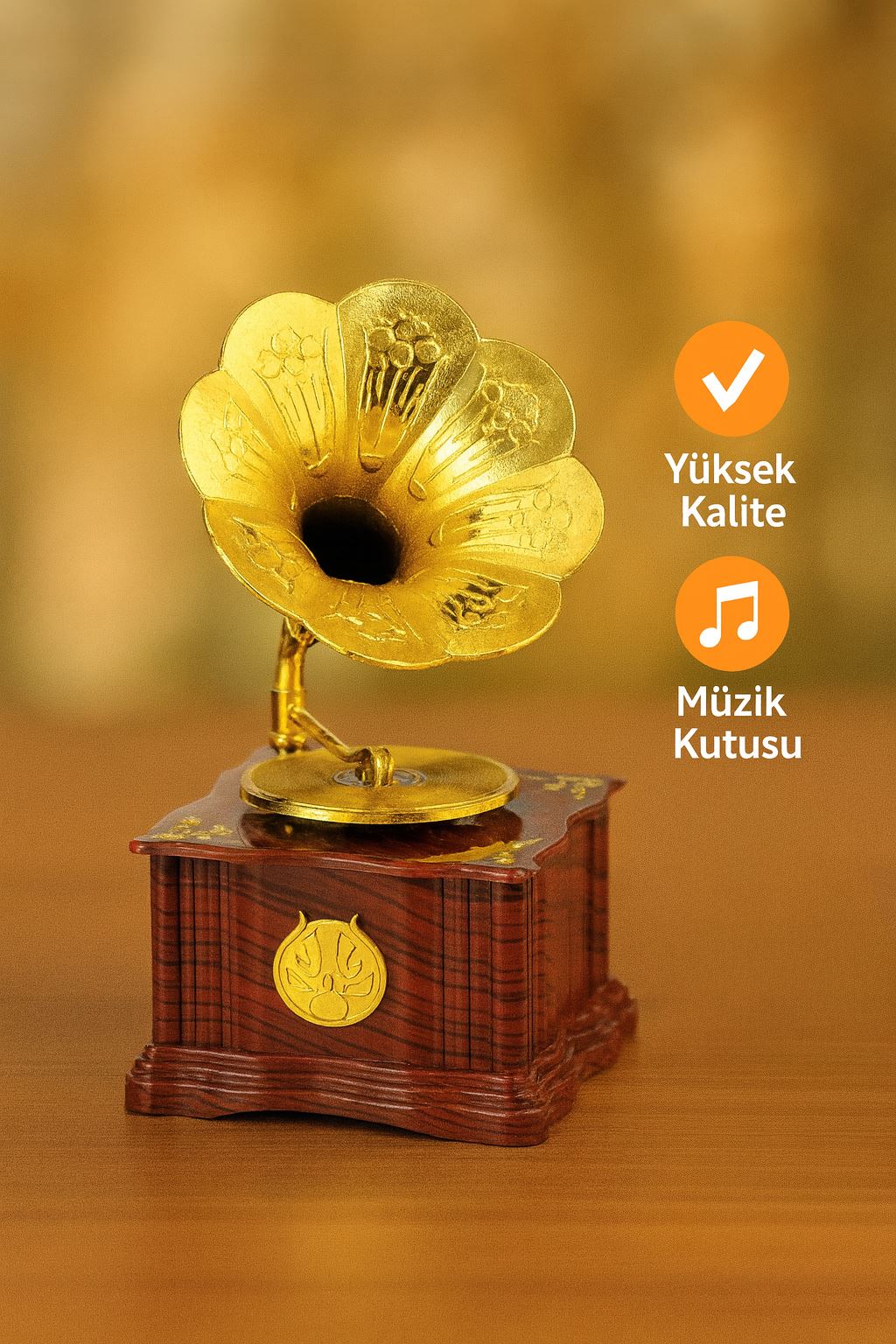 Dekoratif Nostaljik Dönen Plaklı Gramafon Müzik Kutusu hd132