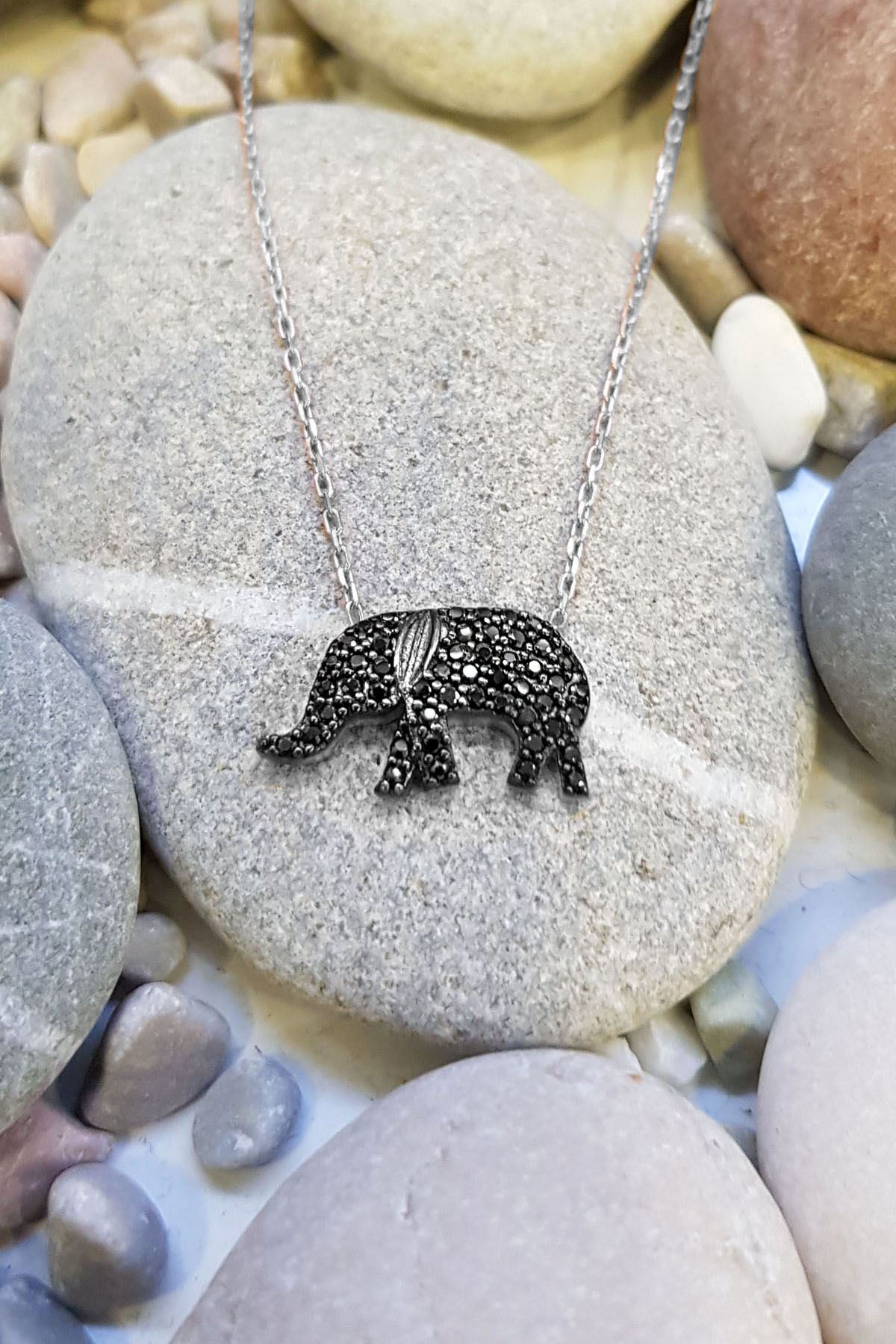 Chavin Silver Zirkon Taşlı Küçük Fil Gümüş Kolye ea19by