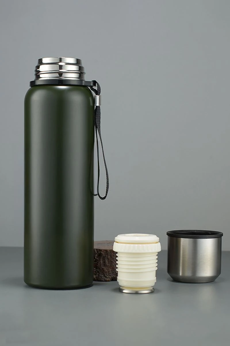 304 L Çelik 1000 ml Yeşil Kamp Piknik Termos 24 Saat Sıcak Soğuk cin492ys