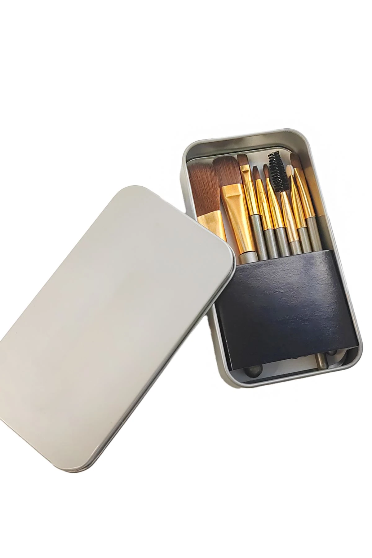 8 Parça Teneke Kutulu Makyaj Fırçası Seti Fondöten Far Eyeliner Fırça cin827khv