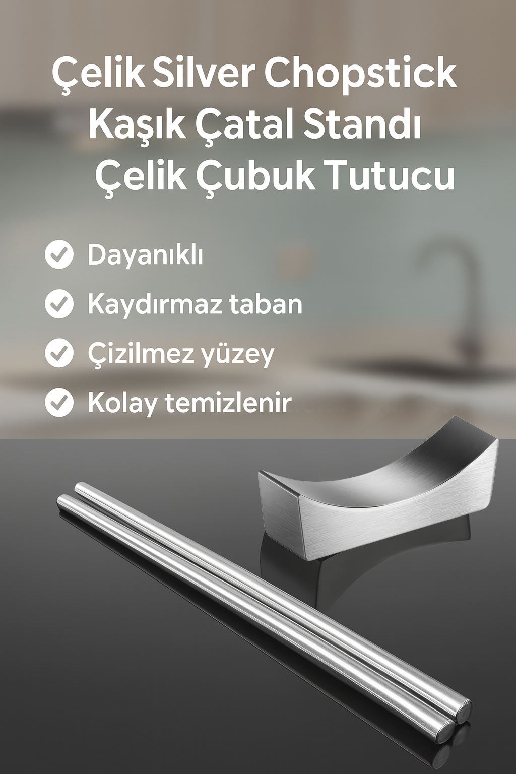 6 Adet Çelik Silver Chopstick Kaşık Çatal Standı Çelik Çubuk Tutucu mt151by-6