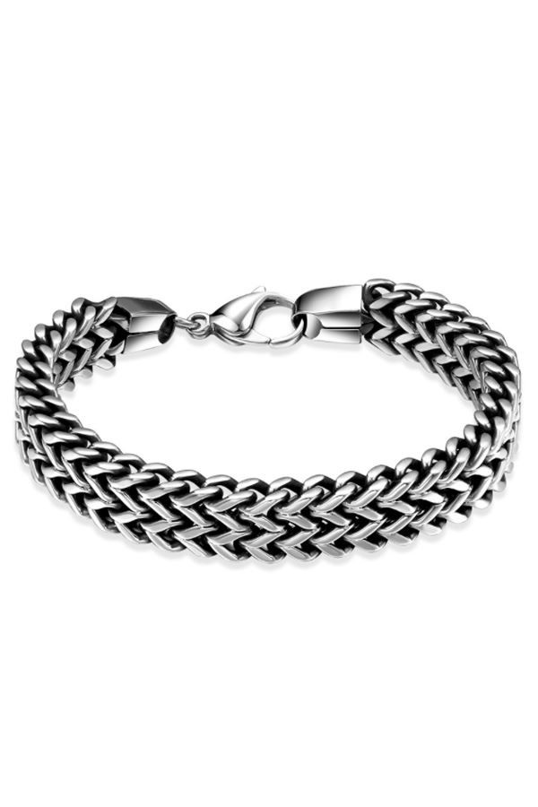Chavin 12 mm. Kalın Gri Çelik Erkek Bileklik dp93