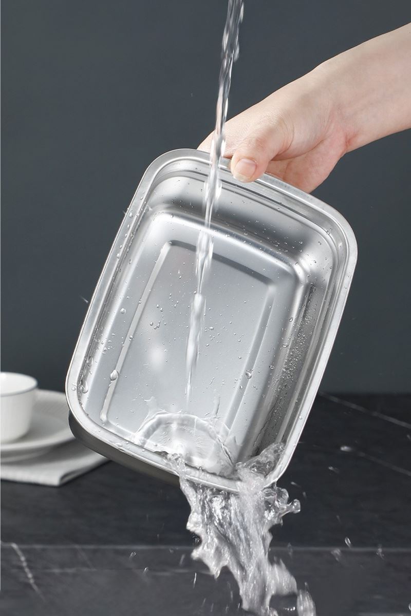 2 Adet Çelik 2200 ml Yemek Meyve Et Buzdolabı Beslenme Saklama Kabı mt221