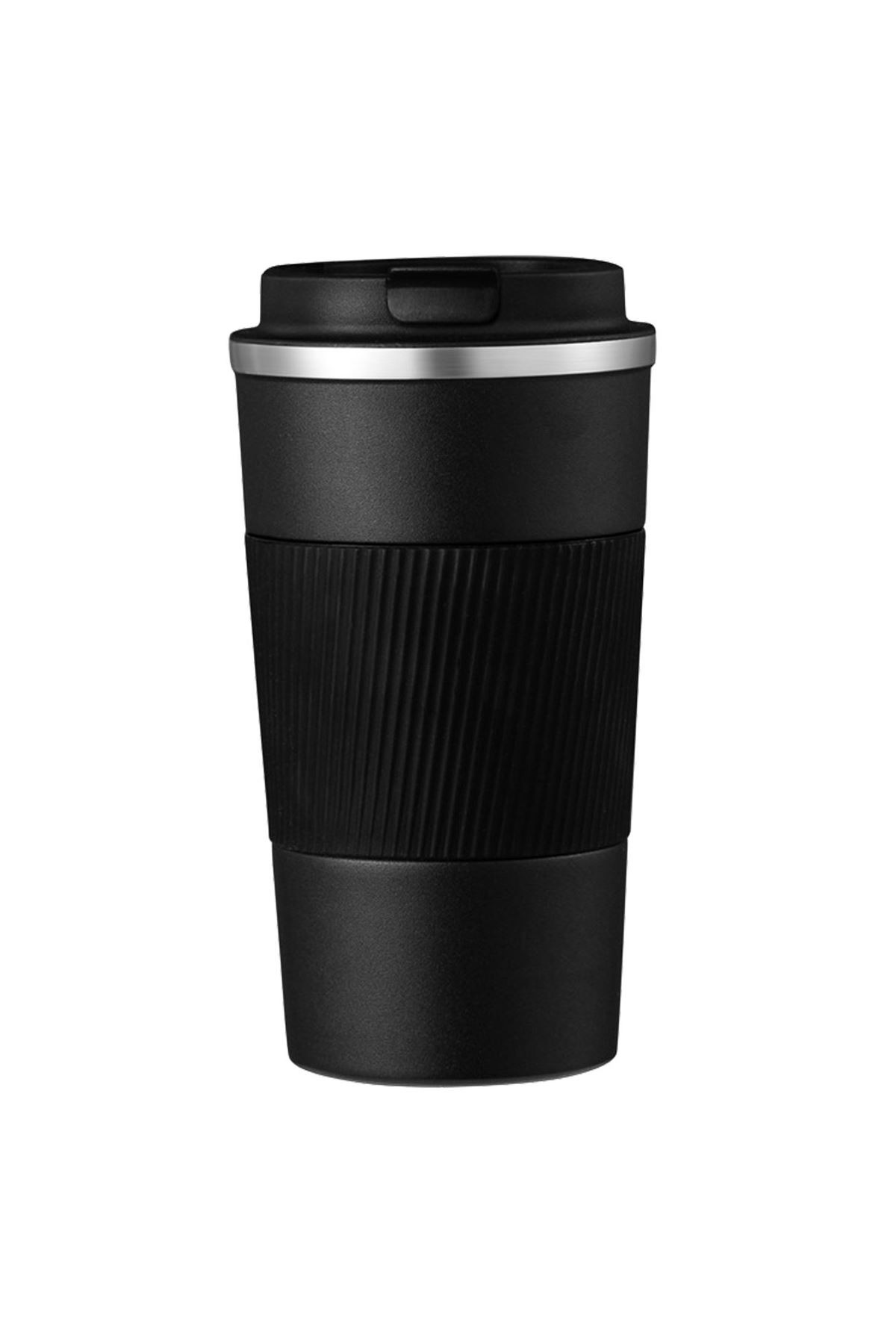 304 L Kilitli Çelik Mat Siyah 510 ml Kahve Termos Mug cin405sy