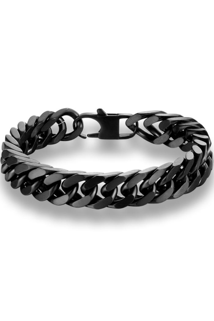 Chavin 12 mm. Mat Siyah Çelik Erkek Bileklik dy77-12