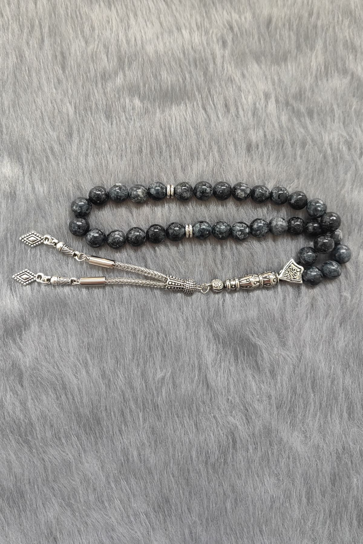 Chavin 8 mm. Obsidyen Taşlı Doğaltaş Tespih ev89