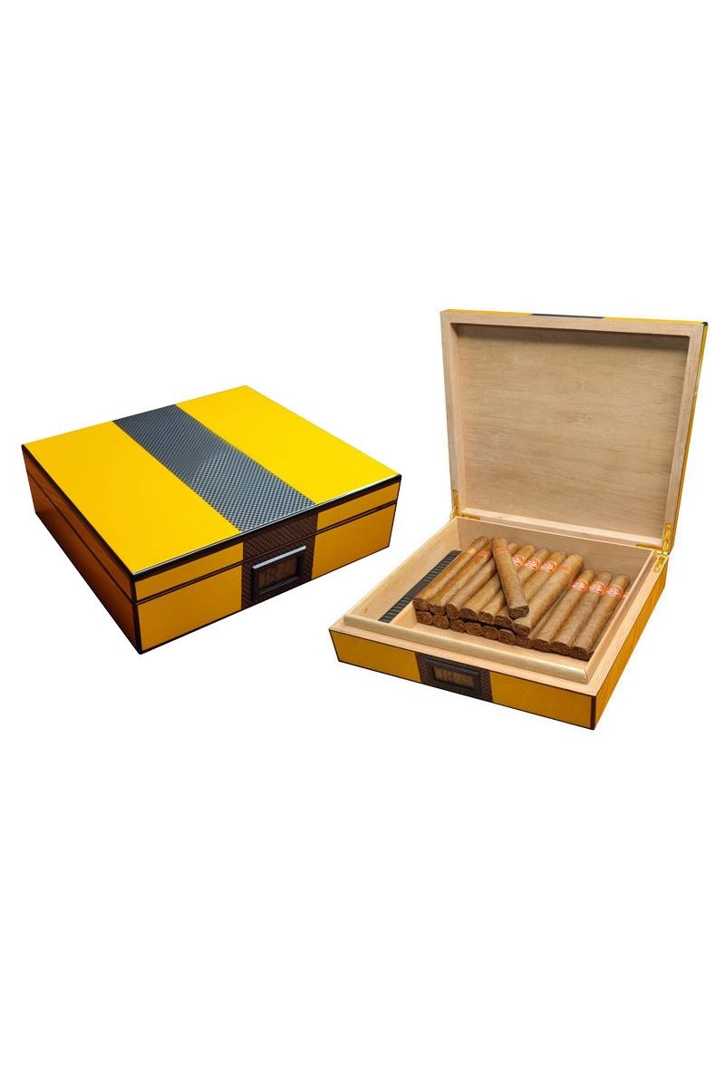 Falconetti Sarı Karbon Fiber Humidor Puro Kutusu rc60