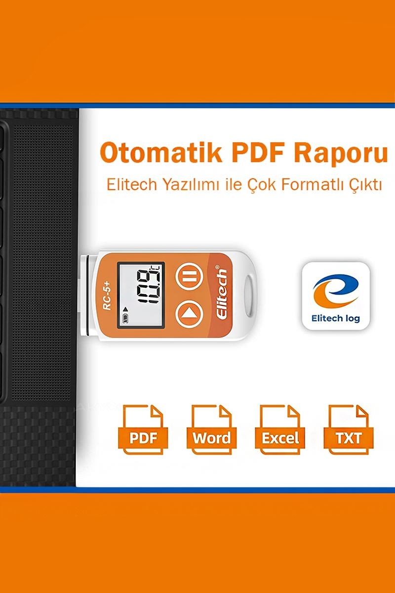 Elitech Plus Sıcaklık Kayıt Cihazı Datalogger Otomatik Pdf RC-5+  thr379