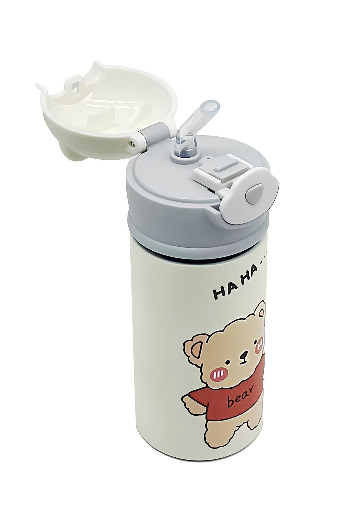 304 Çelik Krem Renk 500 ml Pipetli Matara Suluk Kapak no: 2 cin845by