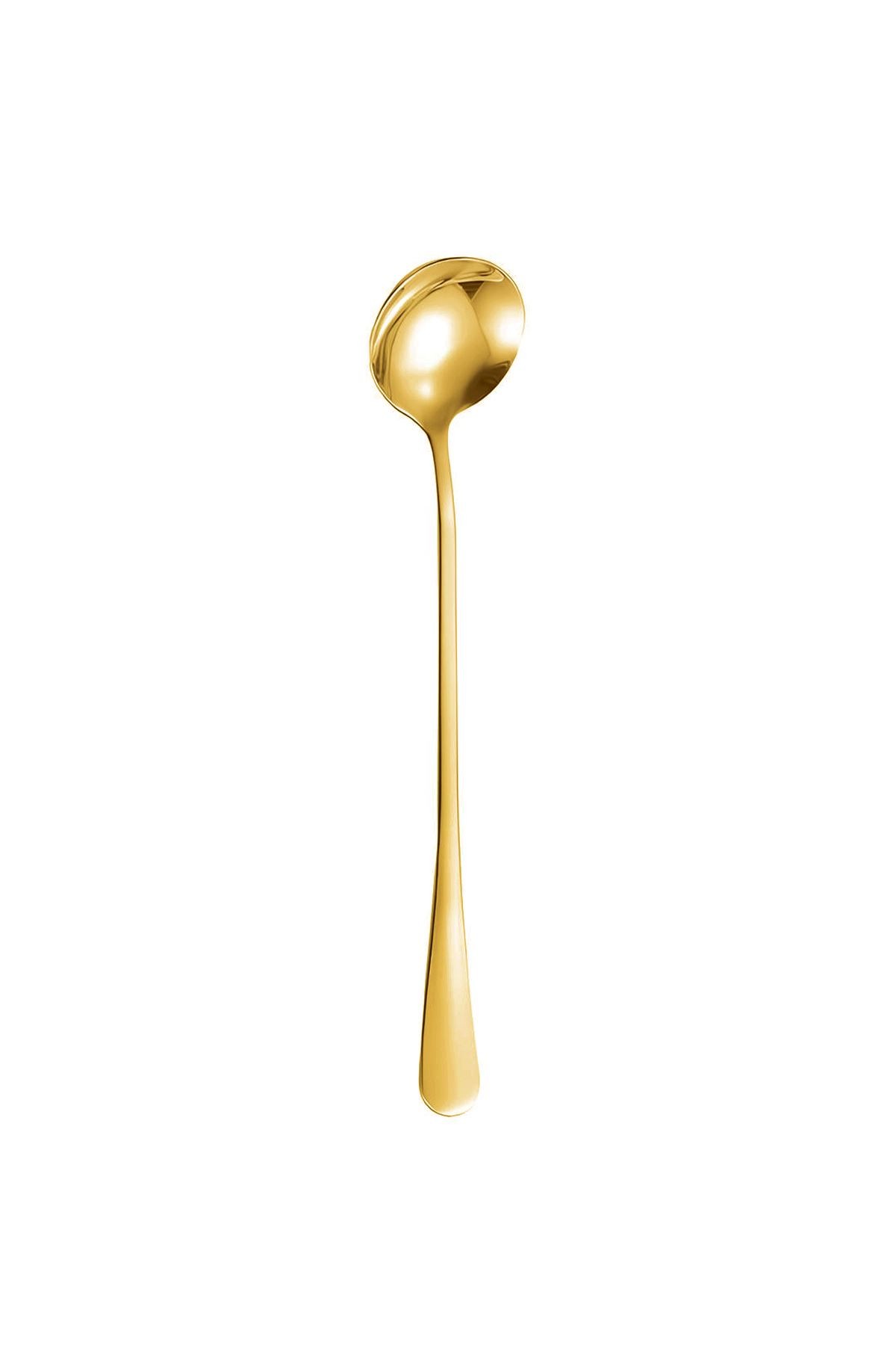 Paslanmaz Çelik Gold 18 cm Uzun Tatlı Latte ve Dondurma Kaşığı cin510sr