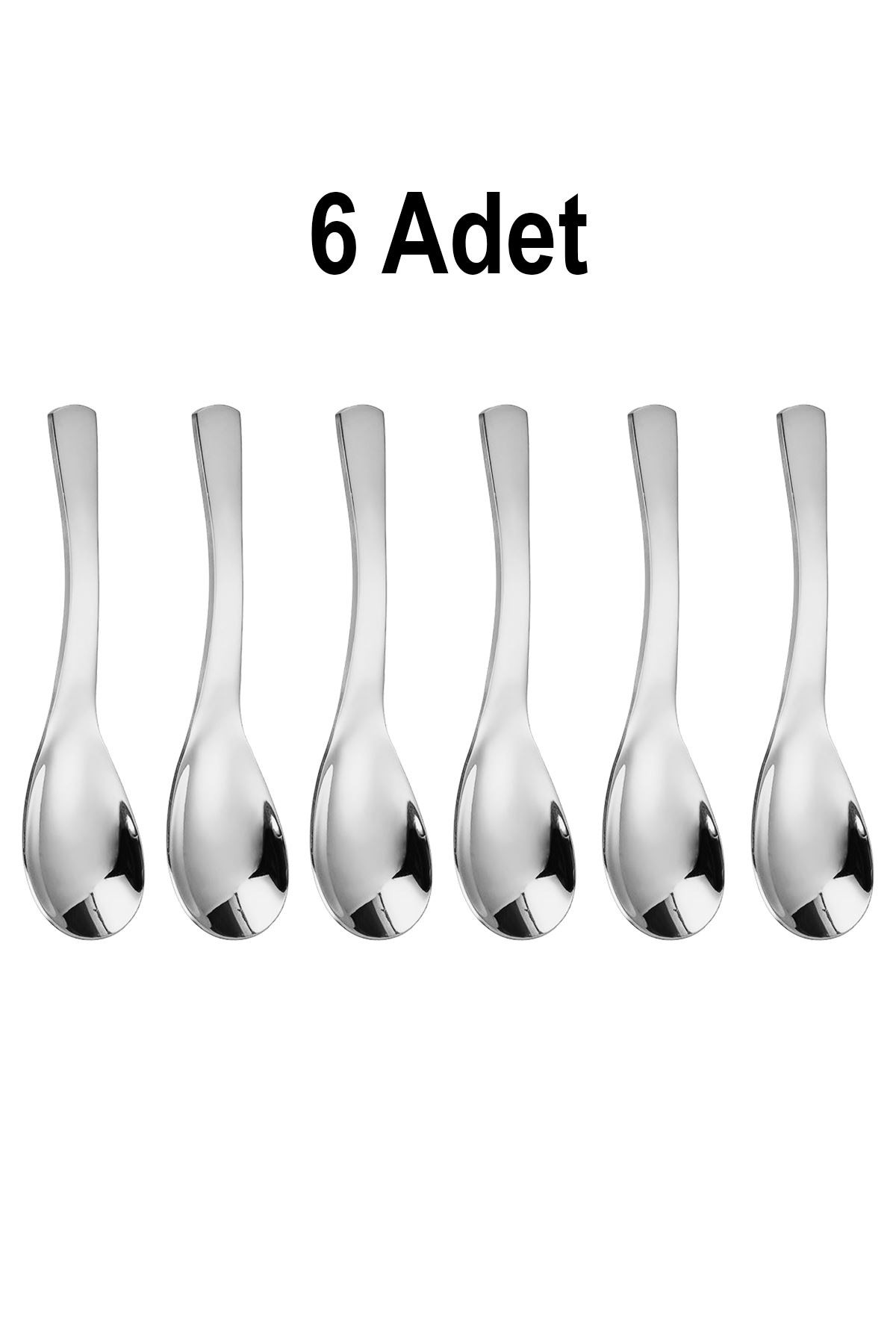 6 Adet 304 Çelik Silver 14 cm Tatlı Dondurma ve Kahvaltılık Gevrek Kaşığı cin959