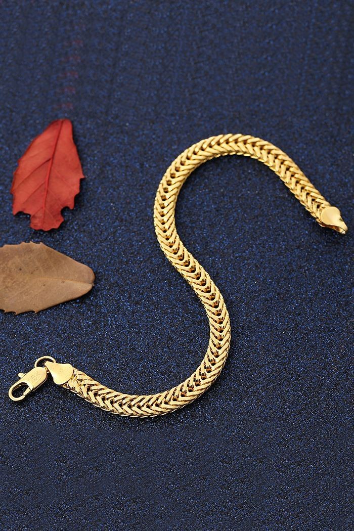 Chavin 6 mm. 20,5 cm. 18 k. Kaplama Örgü Erkek Bileklik ed01srx