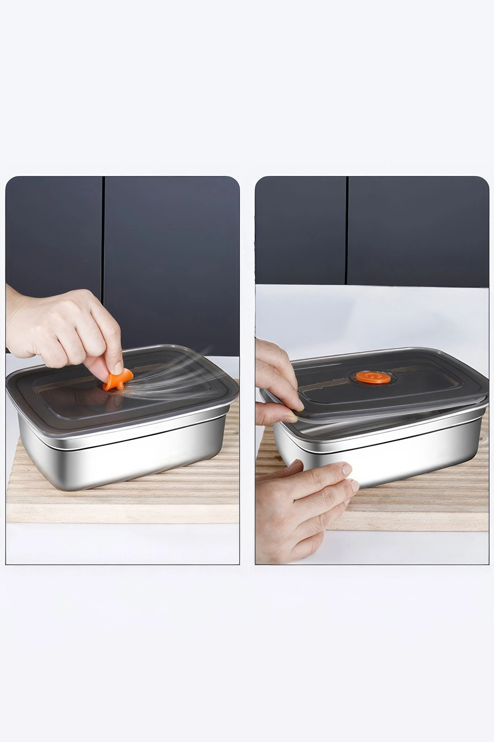 3 Adet Çelik 1200-1500-2200 ml Yemek Meyve Et Buzdolabı Beslenme Saklama Kabı 