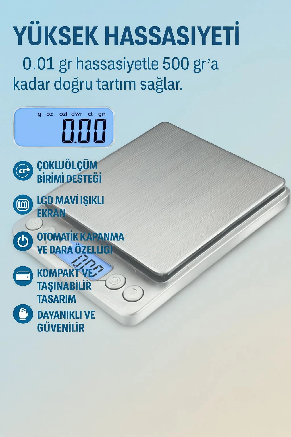 WF Dijital Hassas Terazi Tartı 500 gr./ 0.01 gr. thr124