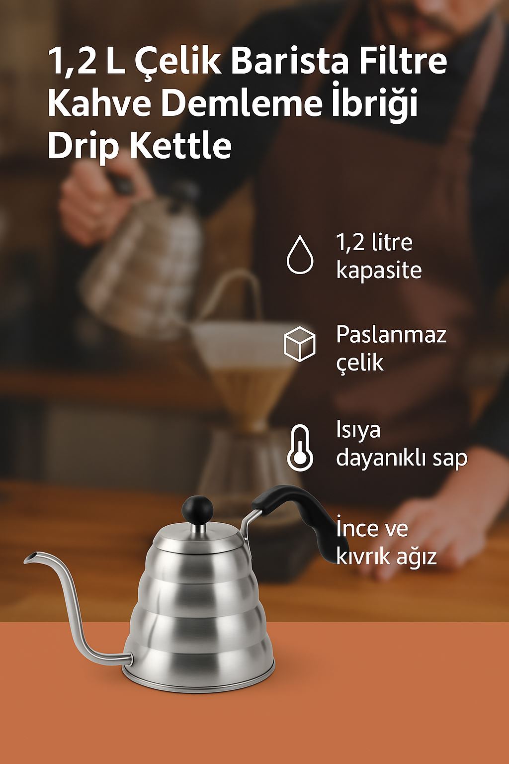 WF 1,2 L Barista Filtre Kahve Demleme ibriği Drip Kettle cin372