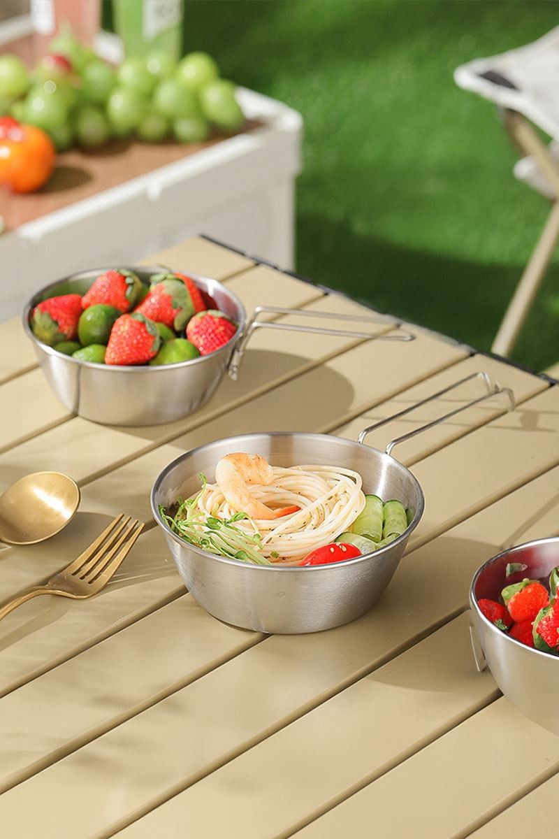 Çelik 550 ml Katlanır Kulp Ölçekli Kamp Ve Piknik Kasesi  mt103