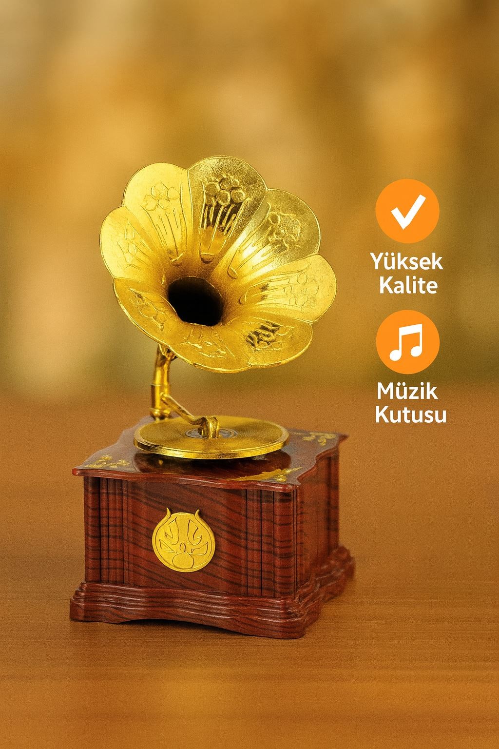 Dekoratif Nostaljik Dönen Plaklı Gramafon Müzik Kutusu hd132