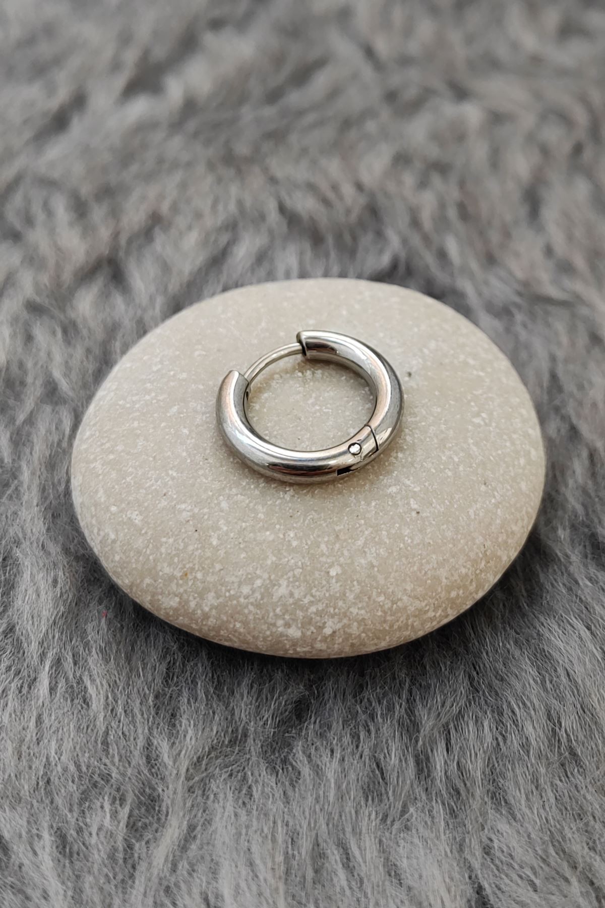 Chavin Çelik Gri 10 mm Tekli Küçük Unisex Halka Küpe et96by