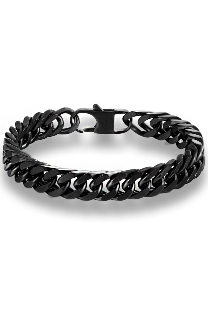 Chavin 10 mm. Parlak Siyah Çelik Erkek Bileklik dn99sy