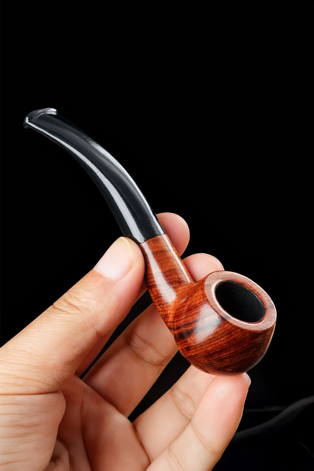 9 mm. Kahverengi Sandalwood Eğimli Sap Mini Ahşap Pipo rd57