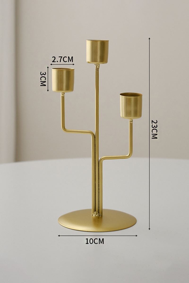 3 lü Metal Asimetrik Gold Şamdan Dekoratif Mumluk cin994sr