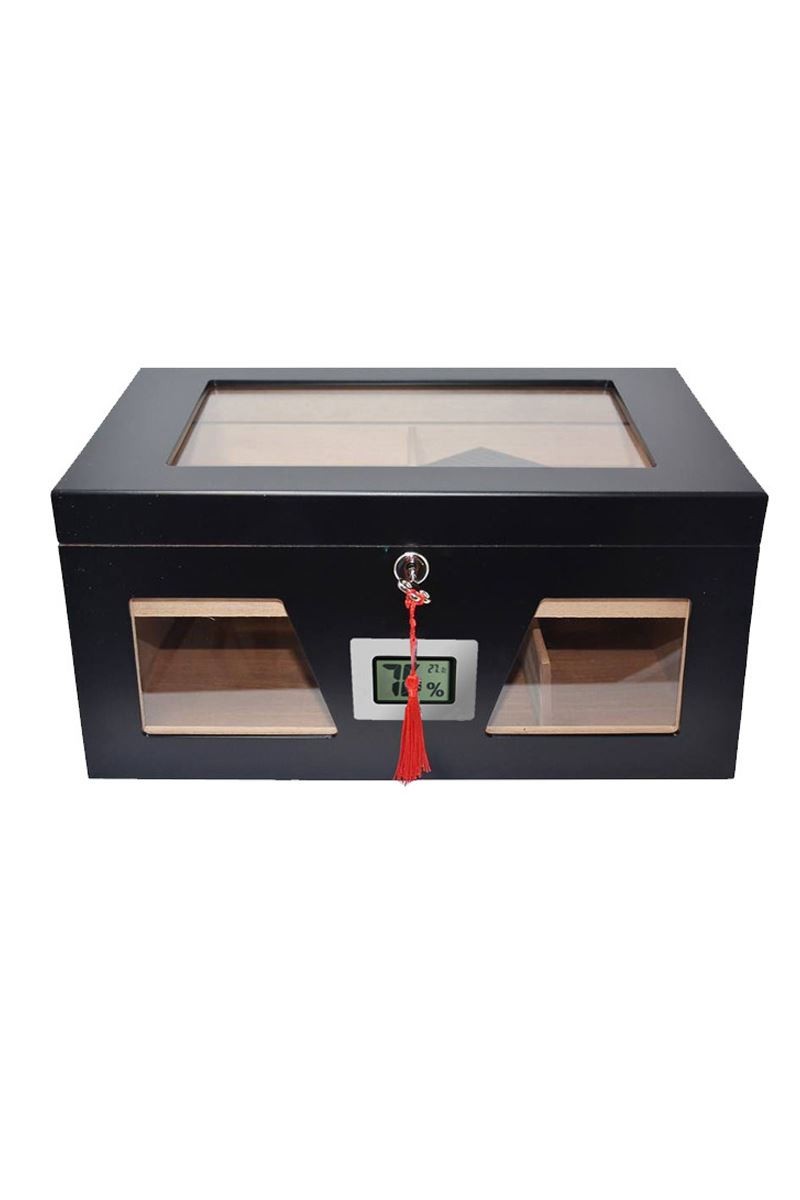 Falconetti Siyah 2 Katlı Camlı Humidor Puro Kutusu rc21