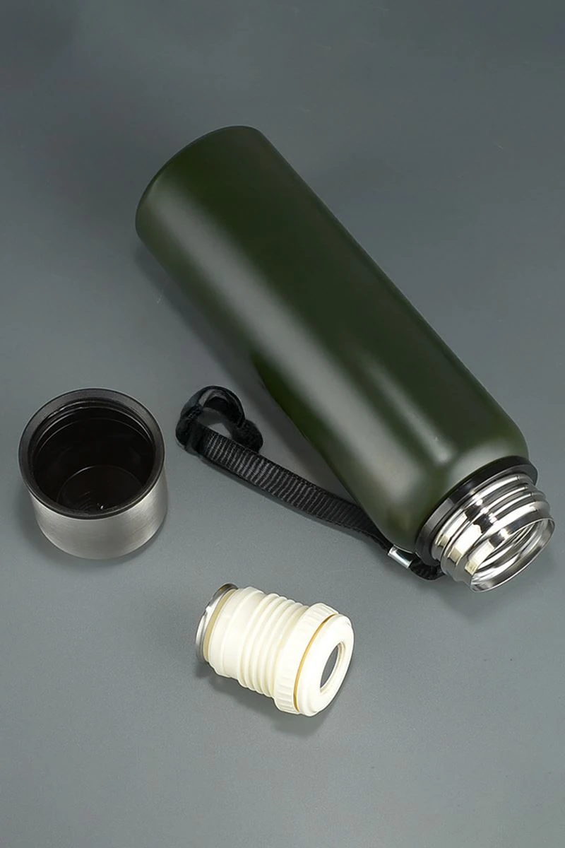 304 L Çelik 750 ml Yeşil Kamp Piknik Termos Tutmalı Termos cin491ys