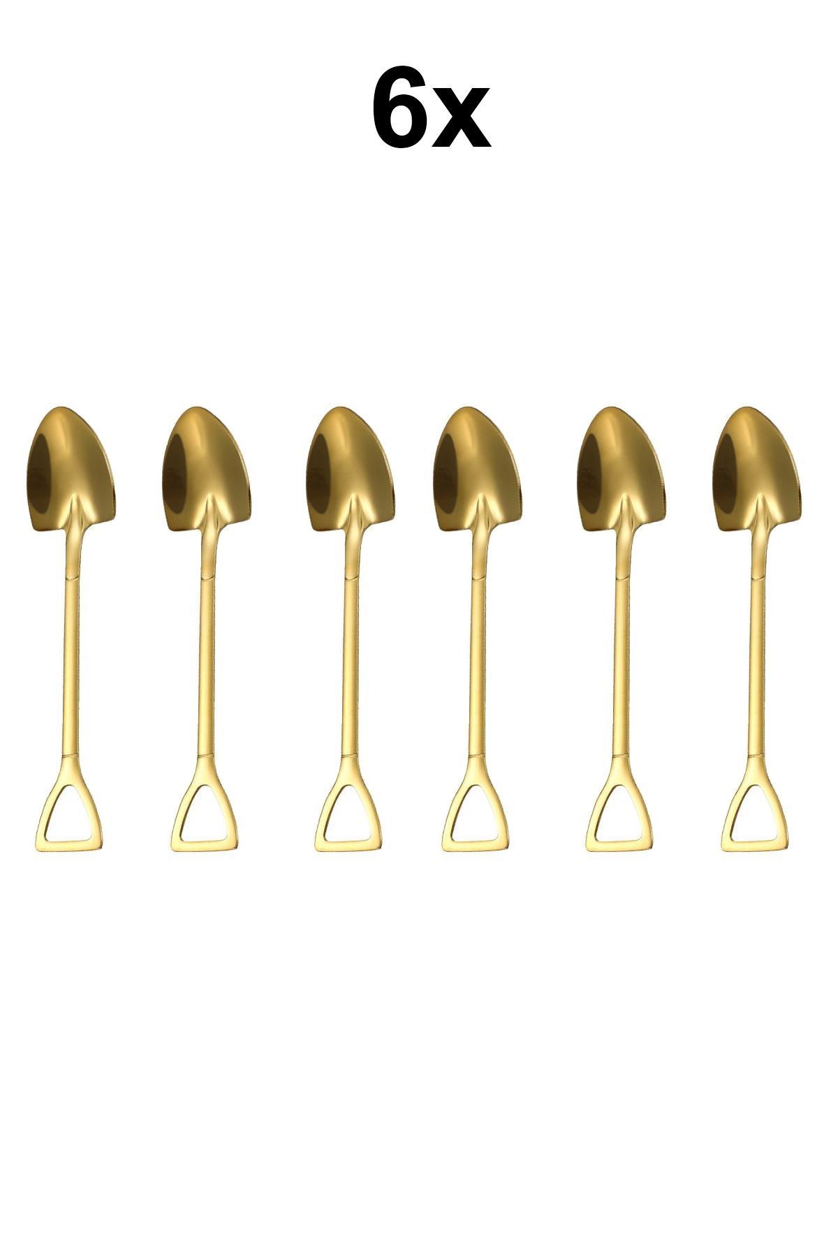 6 Adet Çelik Gold Kürek Model Tatlı Meyve ve Dondurma Kaşığı cin754sr-6