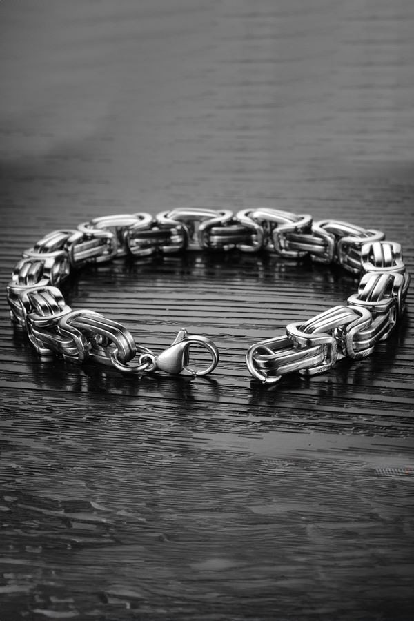 Chavin Kral Model 6 mm. Gri Çelik Erkek Bileklik az68slv