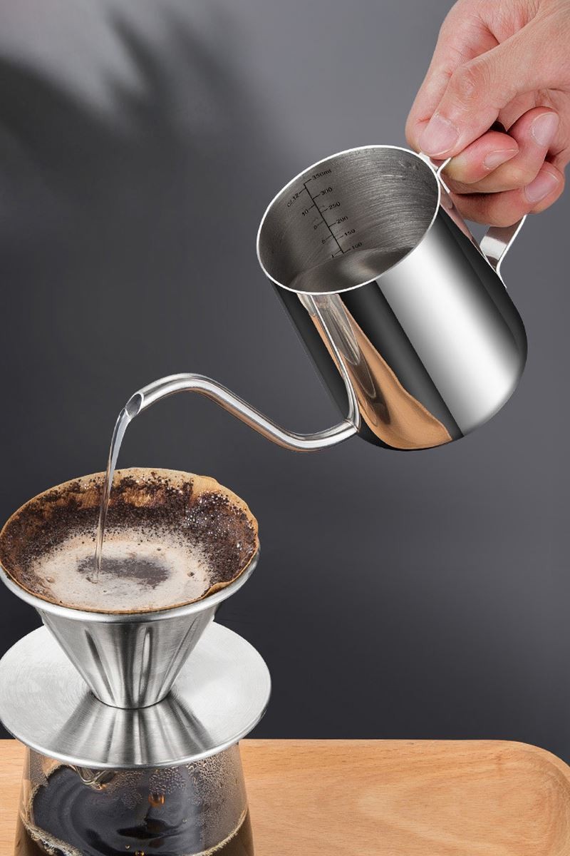 Çelik Ölçekli 350 ml 7 Cup Kahve Demleme ibriği Espresso Sıcak Su ibriği mt116