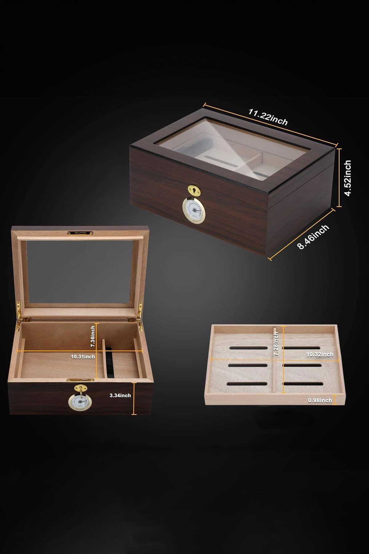 Falconetti Kahverengi Camlı 2 Katlı Humidor Puro Kutusu rd46