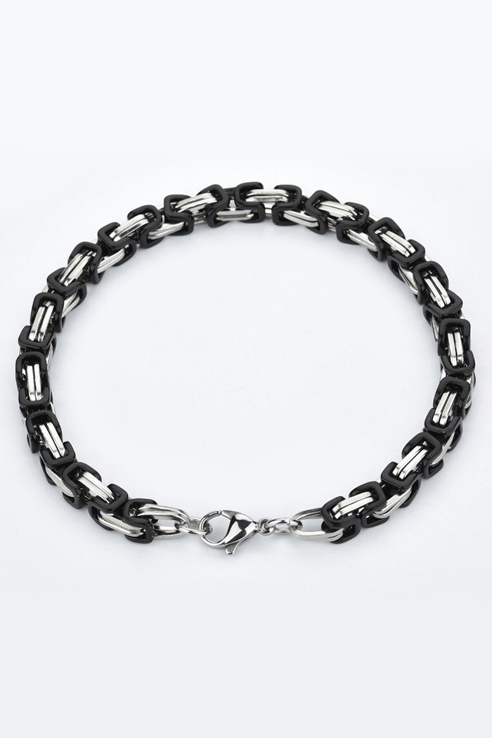 Chavin Kral Model 6 mm. Siyah Gri Çelik Erkek Bileklik az68sy