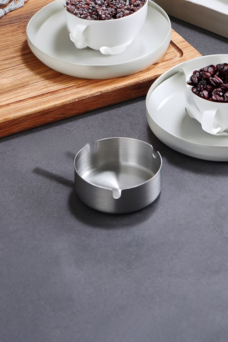 25 Adet Çelik 8cm Kafe Restaurant Lokanta Yuvarlak Kül Tablası Küllük cin814-25