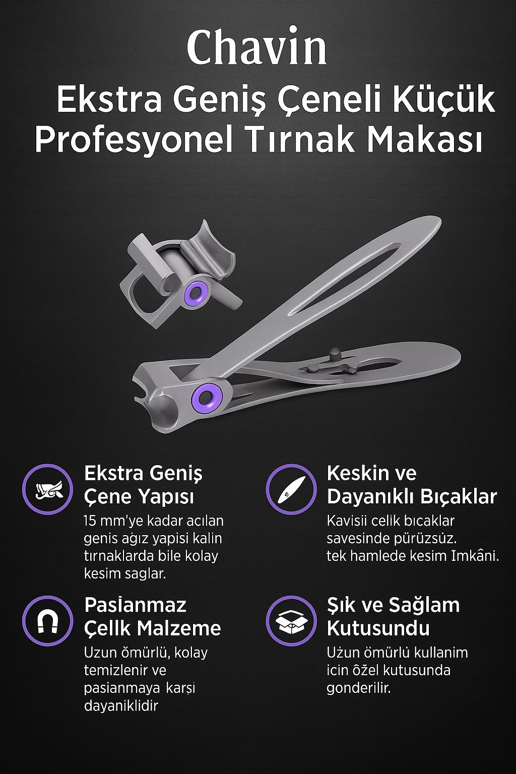 Chavin Ekstra Geniş Çeneli Küçük Profesyonel Tırnak Makası cin291