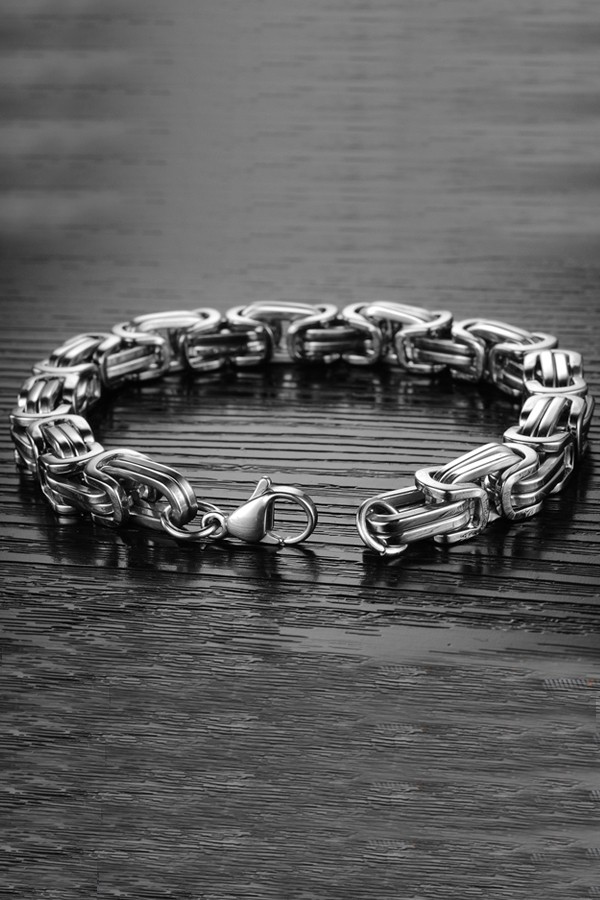 Chavin Kalın Kral Model 8 mm. Gri Çelik Erkek Bileklik df14slv