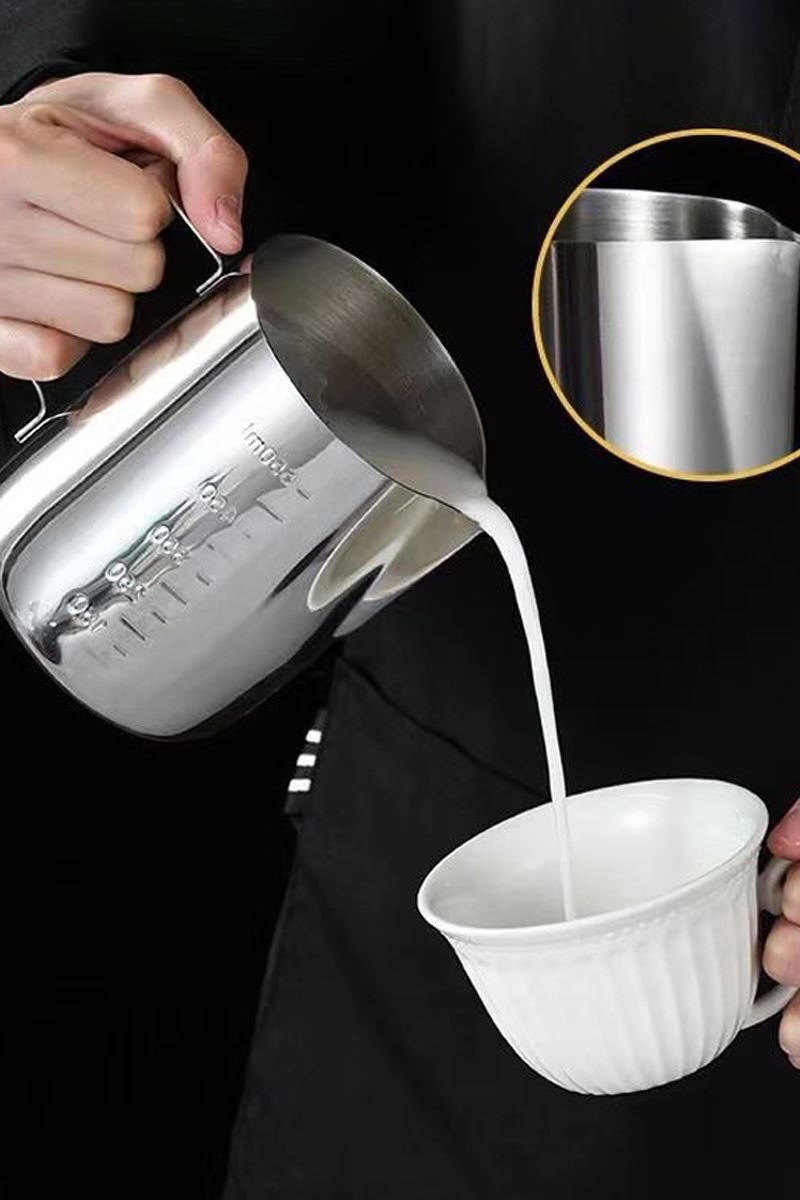 304 Çelik 600 ml Kahve Süt Köpürtme Potu Sütlük Pitcher cin503