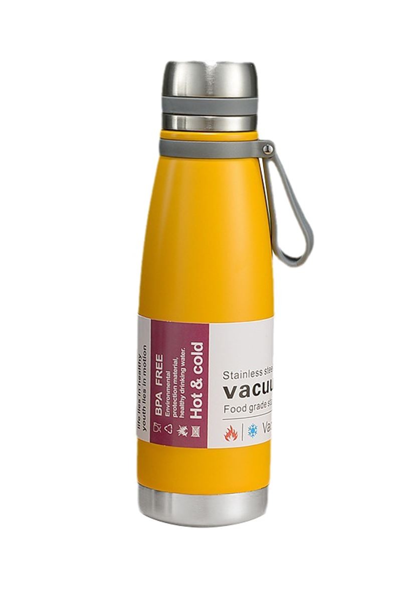 304 L Çelik Sarı 520 ml Sıcak Soğuk Vacuum Bottle Matara Suluk cin478sr